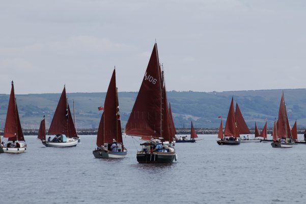 Drascombe luggers taking part in a regatta