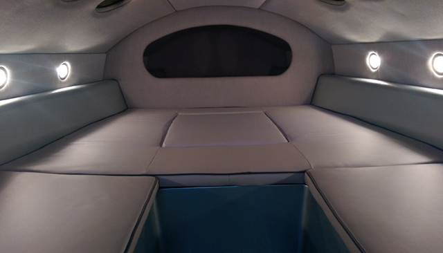 The furnishings inside the Porsche Kineo 27' Powerboat