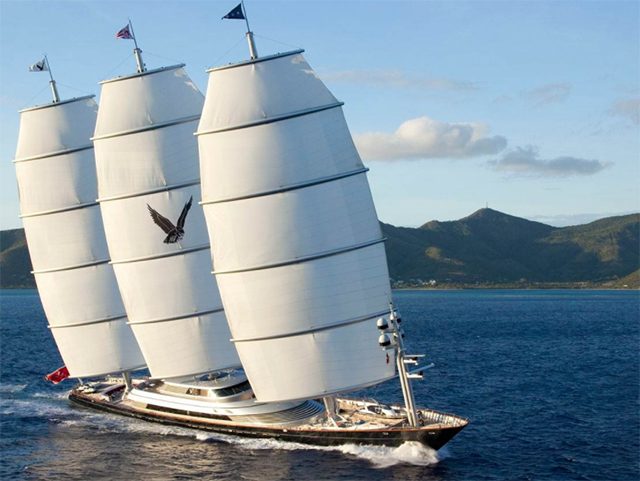 The stunning superyacht Maltese Falcon at full sail