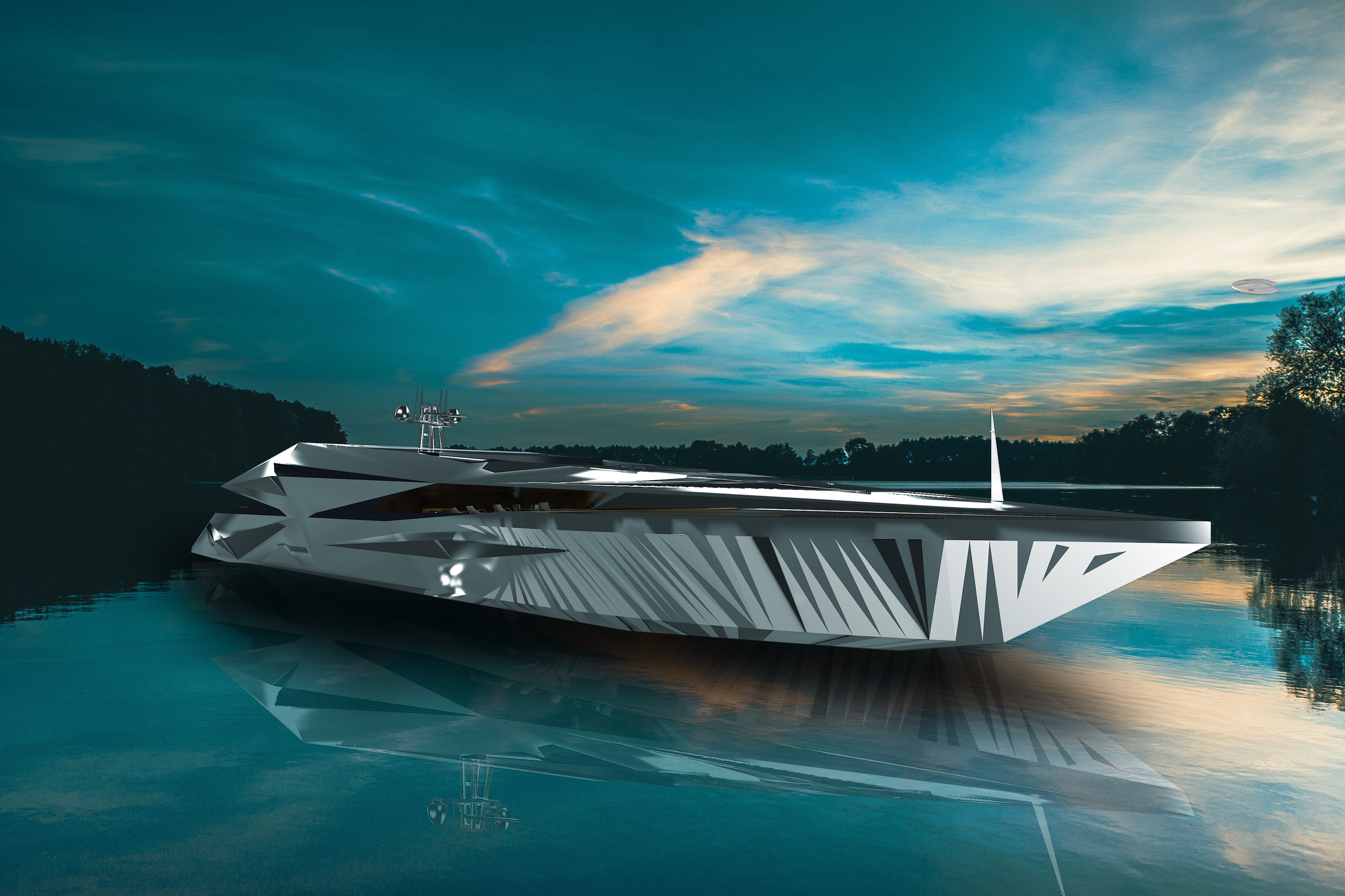 Rendering of motor yacht Roswell