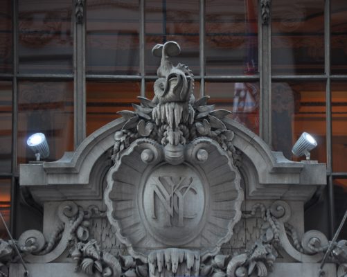 The crest of the New York Yacht Club at the entrance