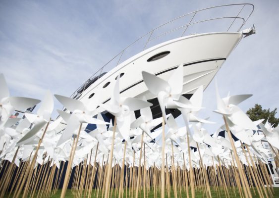 image of yacht from below