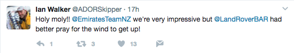 America's Cup tweet from Ian Walker about the America's Cup