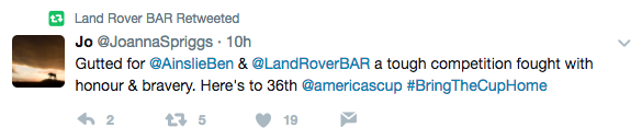 A fan of Sir Ben Ainslie and Land Rover BAR tweet