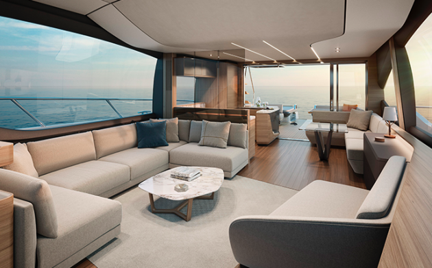 lounge area of a Princess Yacht